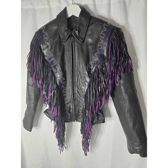 Western World By Shaf Leather Jacket SMALL Fringe Southwestern *BROKEN ZIPPER* - Picture 16 of 16